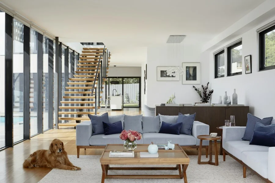 Warm oak floor and precision wall finishes in a refined residential interior